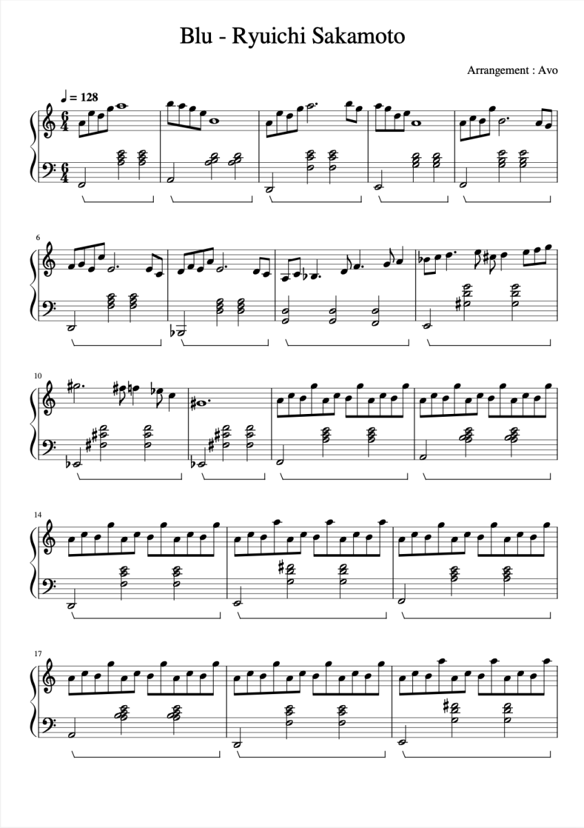 Ryuichi Sakamoto Blu Sheet Music Downloads